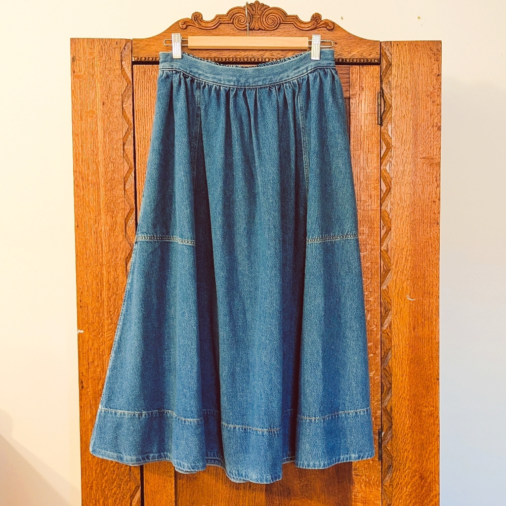 COS Elasticized Denim Midi Skirt - 6 - NWOT - Picture 6 of 6